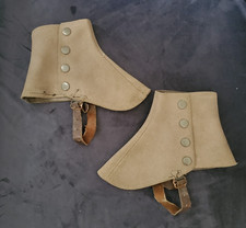 Vintage E. & S. Currie Grey Cambridge Spats Finest English Box Cloth with Snaps