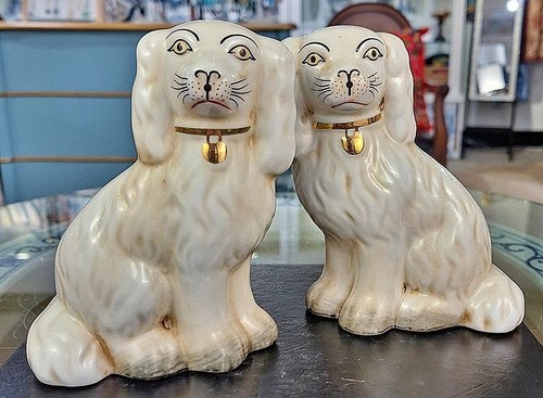 Pair antique white porcelain - pair:,