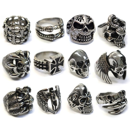 Stainless steel skull rings - skull,