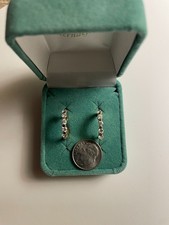 QVC Diamonique CZ 14K over .925 Five Stone Huggie Hoop Pierced Earrings NIB