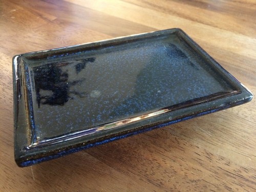 Blue ceramic bonsai drip - bonsai, tray