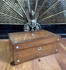 Victorian Mother Of Pearl Inlay Box / Sewing Box - Keepsake Jewellery