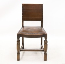 Vintage Oak Hall/Bedroom Chair With Brown Leather Drop In Seat FREE UK Delivery