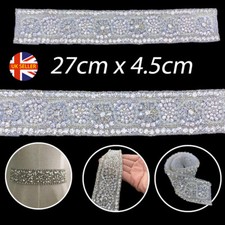 Rhinestone Trim Crystal Bridal Dress Applique Beaded Motif Wedding Costume Iron