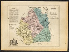 1896 - Indre-et-Loire - antique map - engraving Department