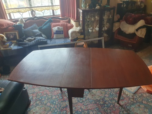 Afromosia dining table - afromosia, drop