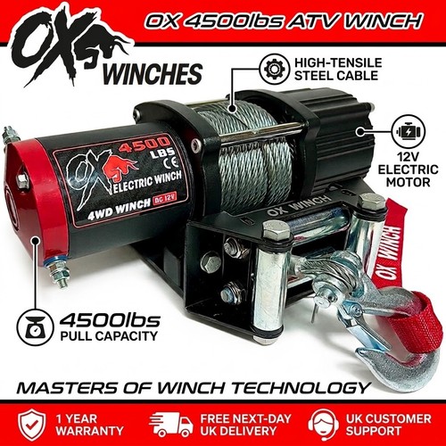 4500lb 12v electric winch - ox,