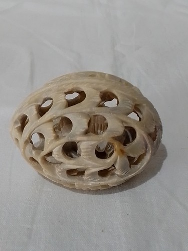 Soapstone carved egg with - soapstone,