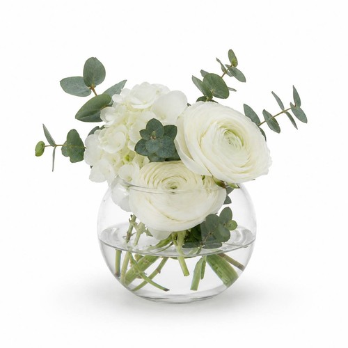 Clear glass flower vase - clear, floral