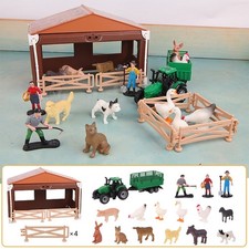 Educational Farm Toy Set 21 Piece Plastic Livestock Farmer Roleplay Accessories