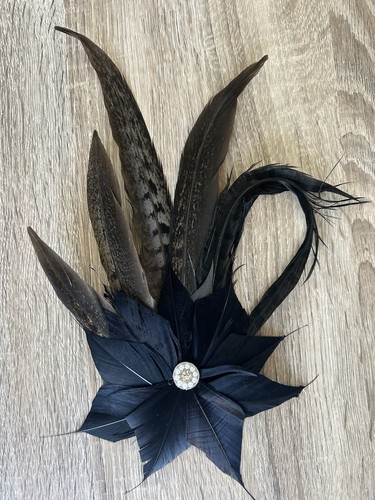 Real feather hat lapel - real,