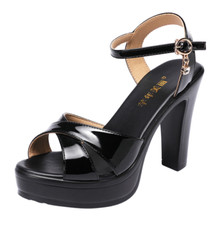 Womens Open Toe Slingback Shoes High Block Heels Ankle Strap Platform Sandals