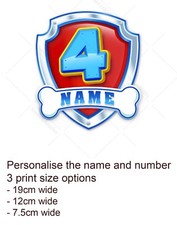 Paw Patrol Cake Topper Badge