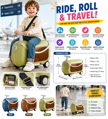 Kids ride suitcase carry - on,
