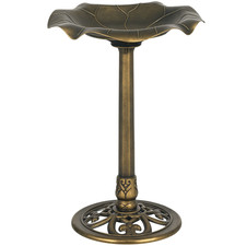 Outsunny Bird Bath for Garden, Birdbath with Lotus Leaf Basin, Bronze Tone