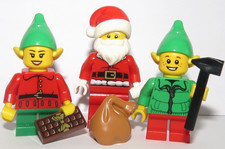 Lego Elf Girl Boy Minifigure  & Santa Claus With Sack  Xmas Christmas  Advent