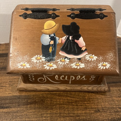Vintage wood recipe - recipe, box