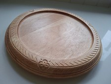 Wooden revolving Lazy Susan carved decorative edge 33cms diameter  New no tags