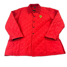 Vintage Ferrari Mens Jacket Quilted Large Red Formula 1 Michael Schumacher 2002