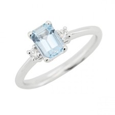 Aquamarine Octagonal Ring 7 X
