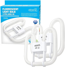 2x 16W 2D Fluorescent Light Bulbs GR8 2 Pin Energy Saving Lamp 3500K White