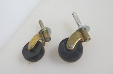 Vintage Iron Brass Rubber Furniture Castors Trolley Wheels Old Retro x2