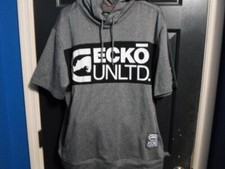 Ecko Unltd Track Suit Set Gray Logo Streetwear 2 Piece Hoodie SS & Pants Size L