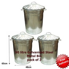 Galvanised Trash Bin 90L