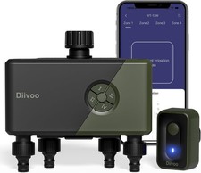 Diivoo WiFi Water Timer 4 Zones, Smart Sprinkler Hose Tap 3 Outlets RRP £119.99