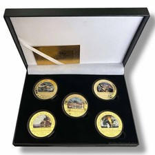 World War 2 - Battle Of Midway x5 Gold Plated Coin Set - WW2 Memorabilia