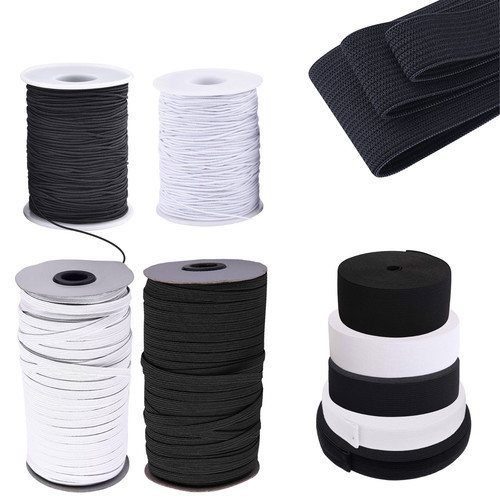 Flat woven elastic black white - black,