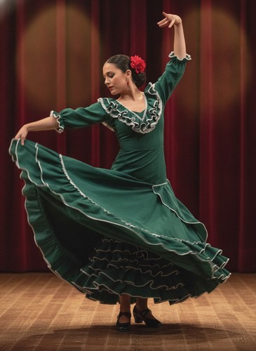 Vintage green flamenco dance - green,