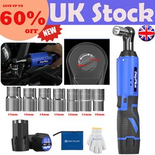 420Nm Electric Cordless Right Ratchet 3/8'' 90 Angle Wrench Power 2 Battery KIT