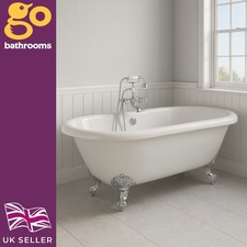 Luxury Freestanding Roll Top Bath & Chrome Claw Feet Classic Double Ended 178cm