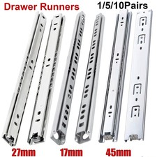 Drawer Runners Grooved Ball Bearing Slides Ball Bearing Rails 17mm 27mm 45mm UK