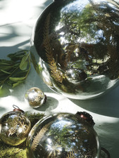 Large Christmas Bauble Etched Silver / Gold Giant Bauble Vintage Christmas 20cm