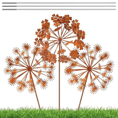 Metal flower garden stake - metal,