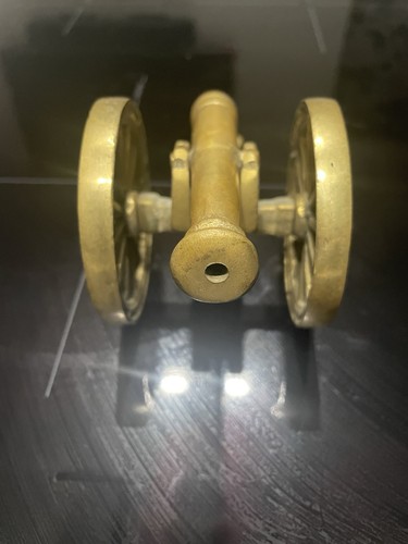 Vintage brass short cannon - brass,