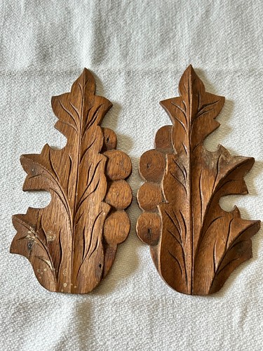 Pair antique hand carved wood - hand,