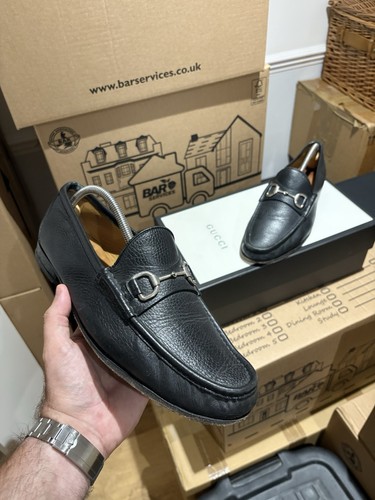 Gucci black leather silver - leather, bit