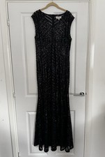 Black Sequinned Evening Dress Size 18 Worn Once
