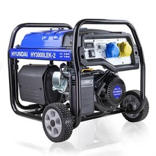 Hyundai Petrol Site Open Generator Electric, Recoil Start 3.2kW / 4kVA* Wheels
