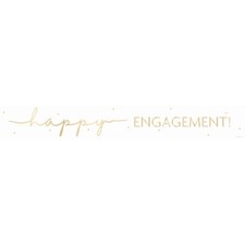 9ft White & Gold Happy Engagement Foil Banner Decoration Rectangle Party Decor