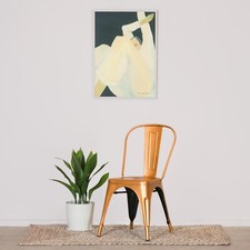 TOLIX INSPIRED METAL DINING CHAIR BRASS GOLD INDUSTRIAL CAFE STACKABLE SEAT