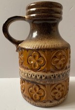 VINTAGE WEST GERMAN VASE SCHEURICH MID CENTURY POTTERY TAN 489/23 HANDLE JUG