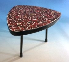 Vintage Mosaic Kidney Side Table Floral Table Table 1960s (F025-1165)