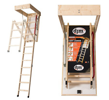 Wooden Folding Loft Ladder, DJM Timber Frame Attic Access Hatch 120 x 70cm 2