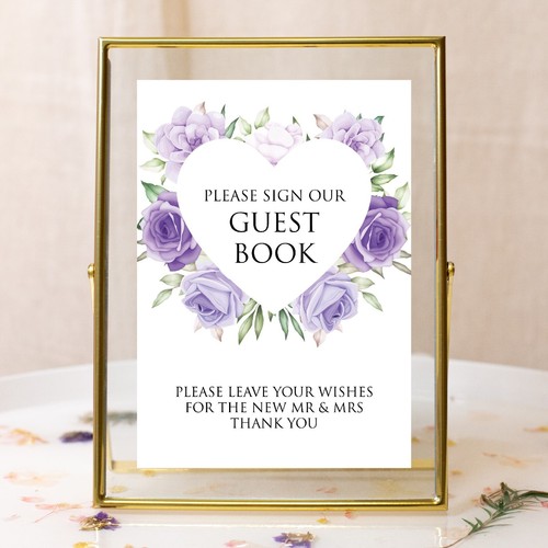 Wedding table sign purple - wedding,