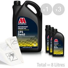 Car Engine Oil Service Kit / Pack 8 LITRES Millers CFS 5W-40 5W40 Fully Synth 8L
