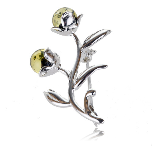 Sterling silver brooch natural - brooch,